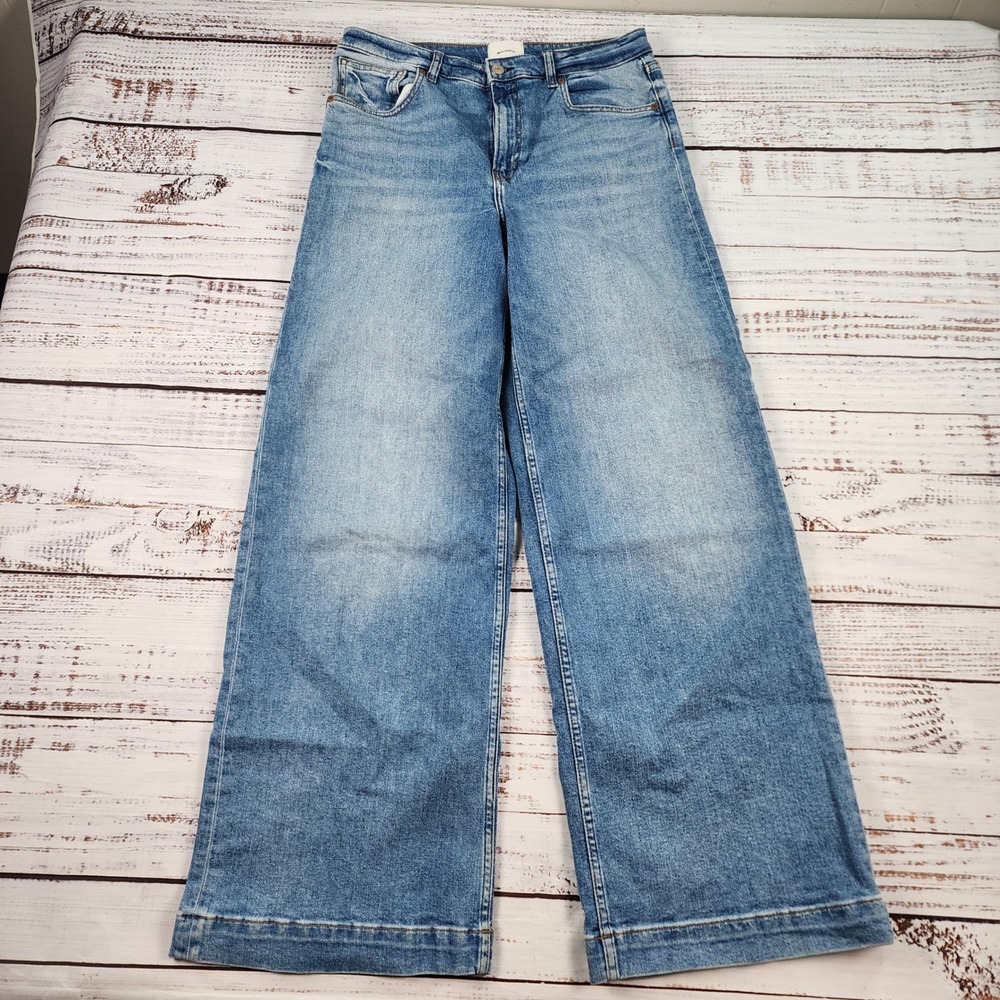 Reformation Bex Super Stretch Wide Leg Jeans 30x30 Womens High Rise Woods Denim